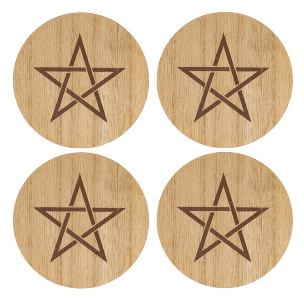 Engraved Pentagram Coaster Set