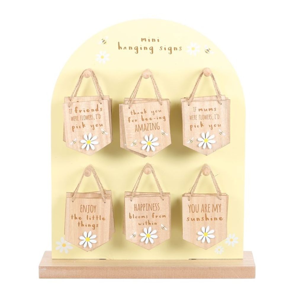 Set of 24 Mini Hanging Daisy Signs on Display