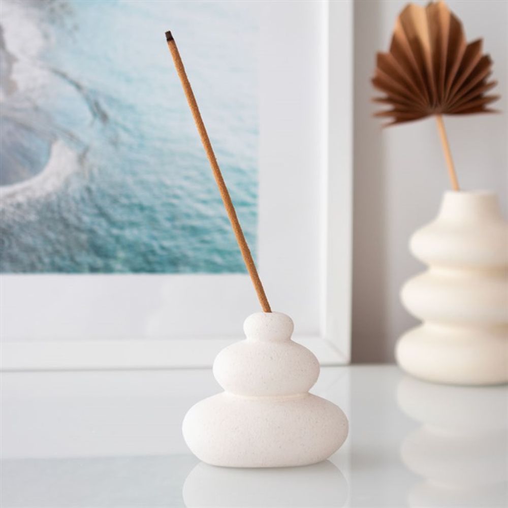 Cream Speckle Balancing Stones Incense Stick Holder