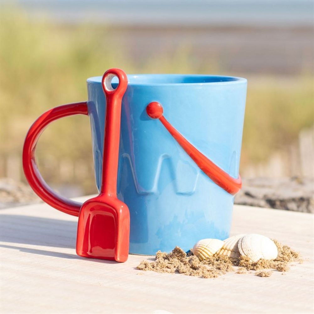 Bucket Shaped Ceramic Mug with Spade Spoon