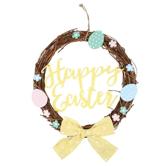 30cm Happy Easter Willow Wreath