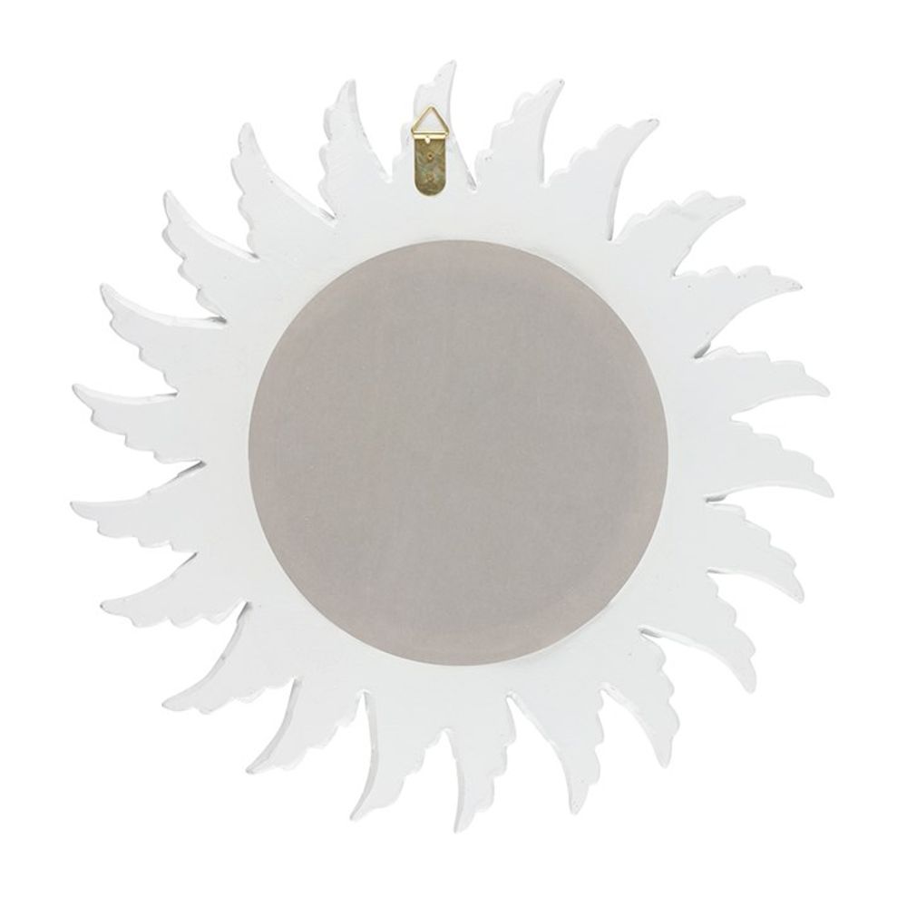 47cm Round White Glitter Angel Wing Mirror