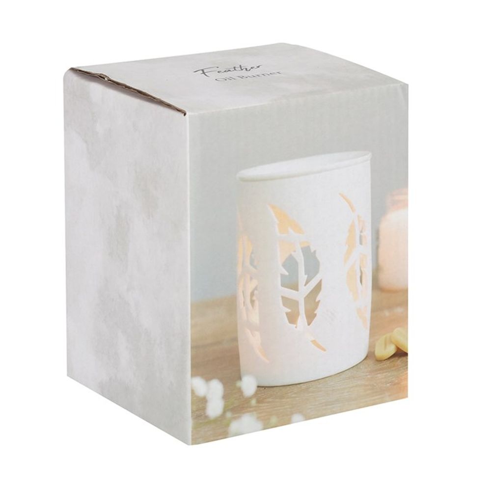 White Feather Cut Out Oil Burner